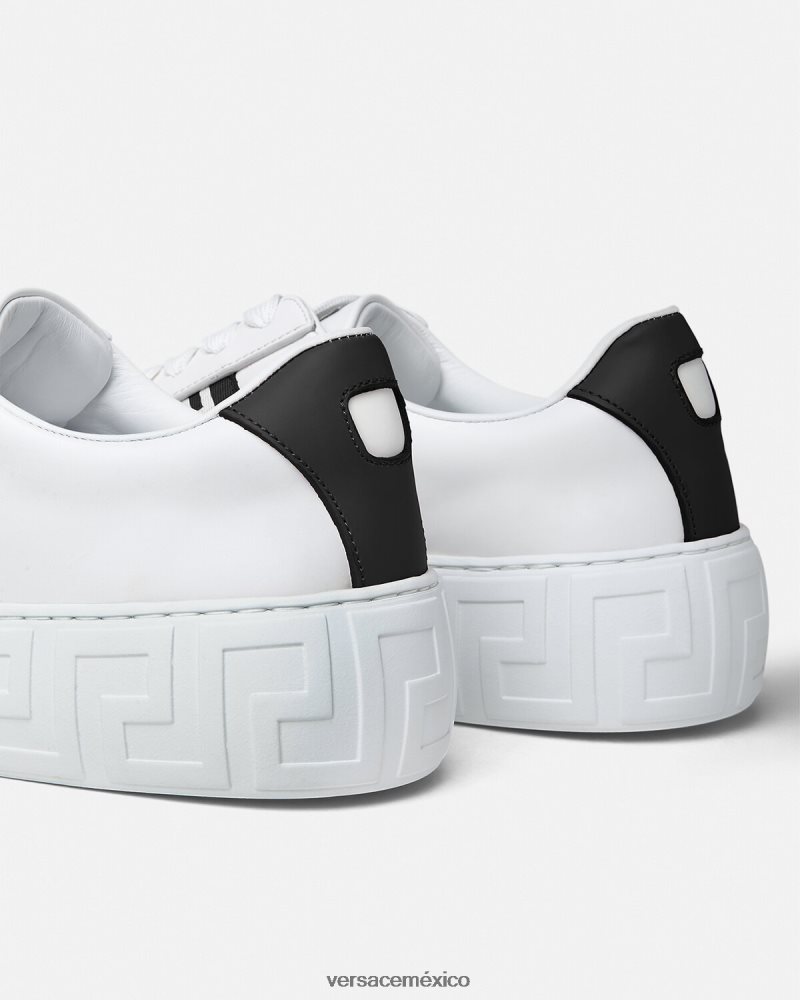 Versace zapatillas con grecas blanco negro zapato mujer 84626J502