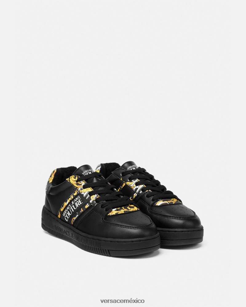 Versace zapatillas con logo Brush Couture Meyssa oro negro zapato mujer 84626J2296