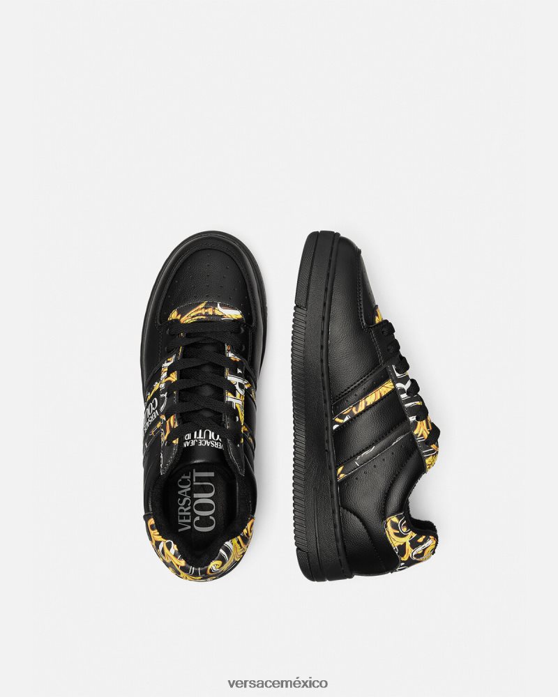 Versace zapatillas con logo Brush Couture Meyssa oro negro zapato mujer 84626J2296