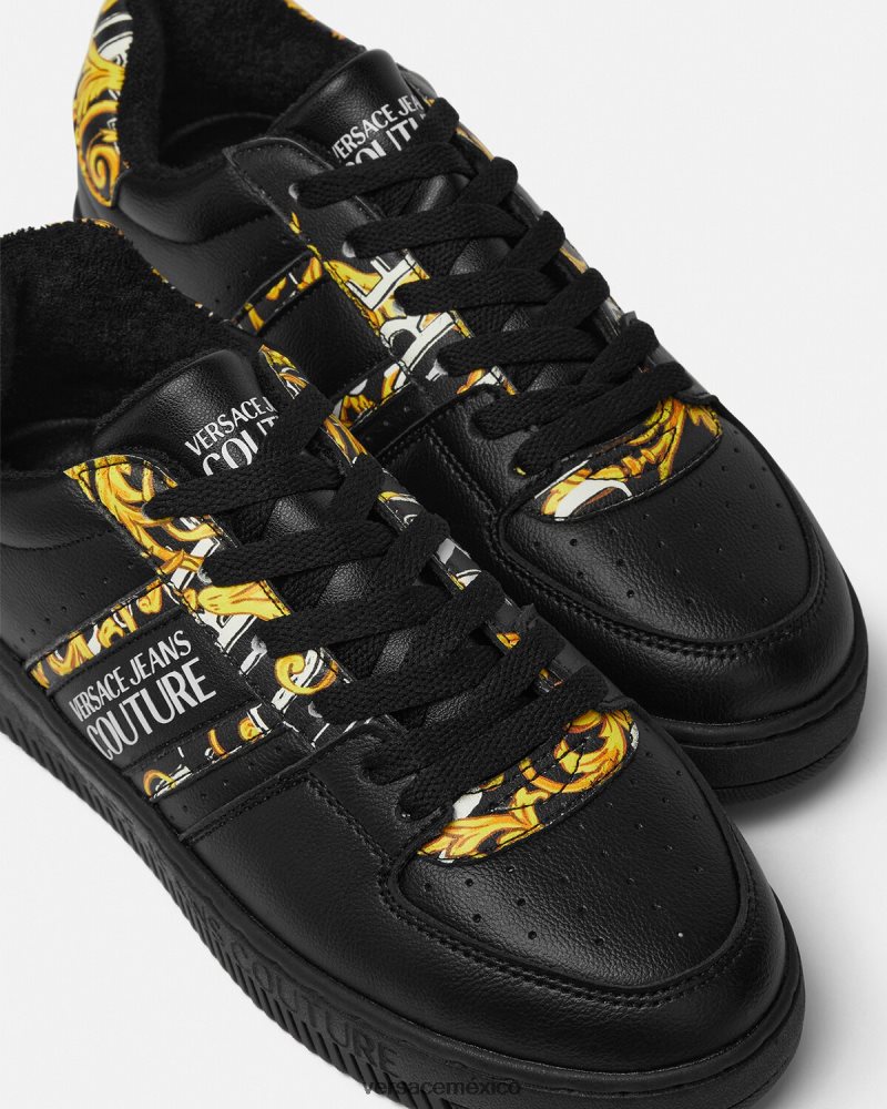 Versace zapatillas con logo Brush Couture Meyssa oro negro zapato mujer 84626J2296