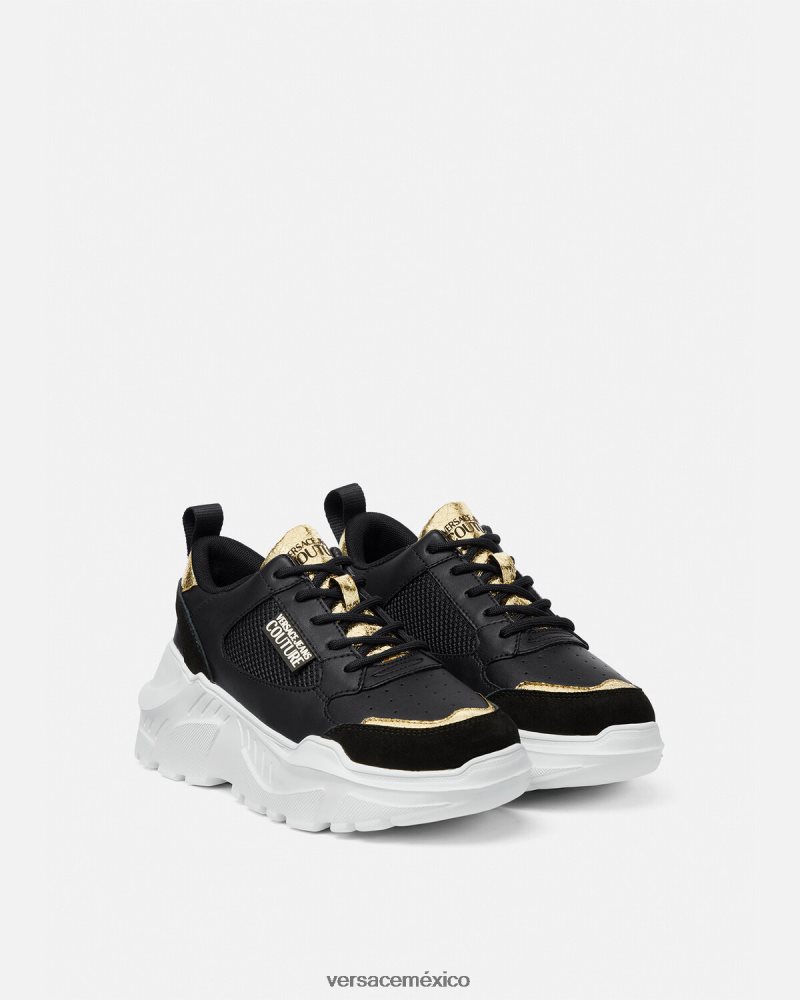 Versace zapatillas de deporte speedtrack oro negro zapato mujer 84626J2265