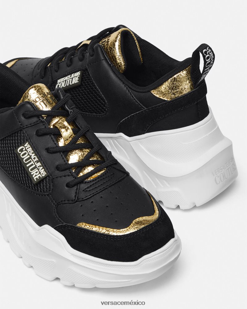 Versace zapatillas de deporte speedtrack oro negro zapato mujer 84626J2265