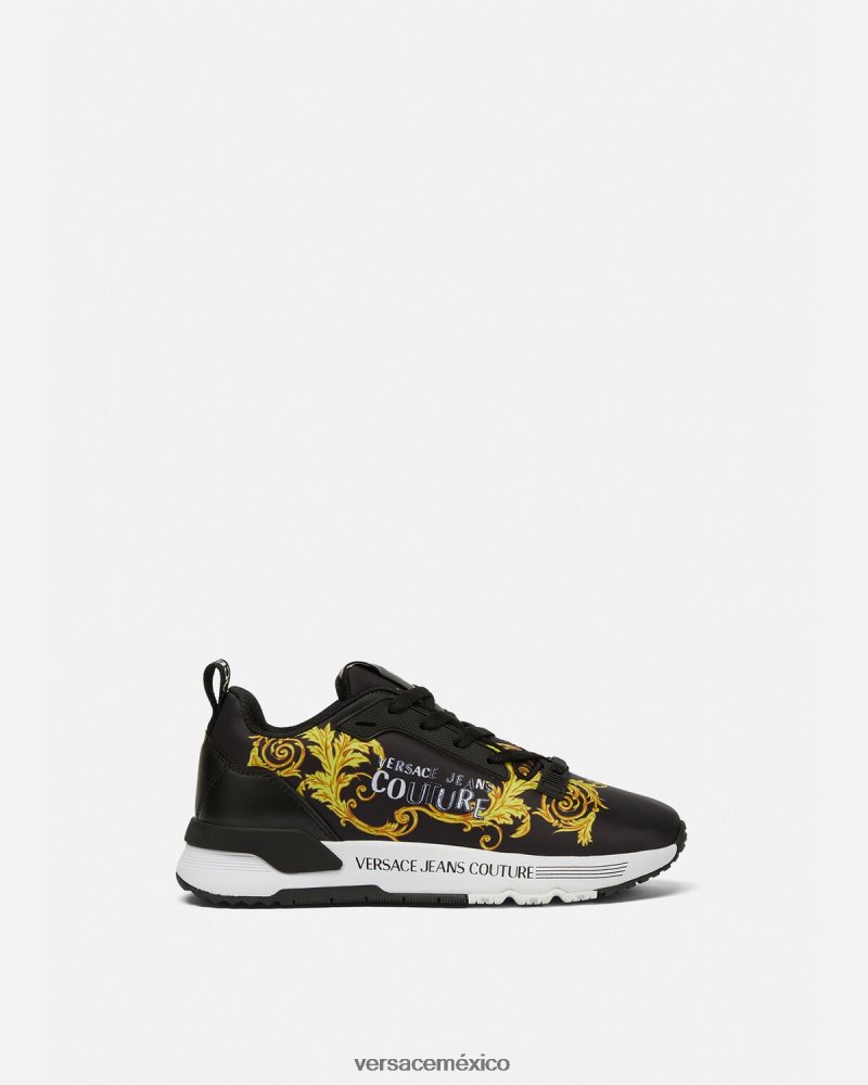 Versace zapatillas dinámicas de alta costura con logo oro negro zapato mujer 84626J2280