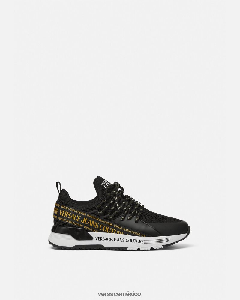 Versace zapatillas dinámicas oro negro zapato mujer 84626J2256