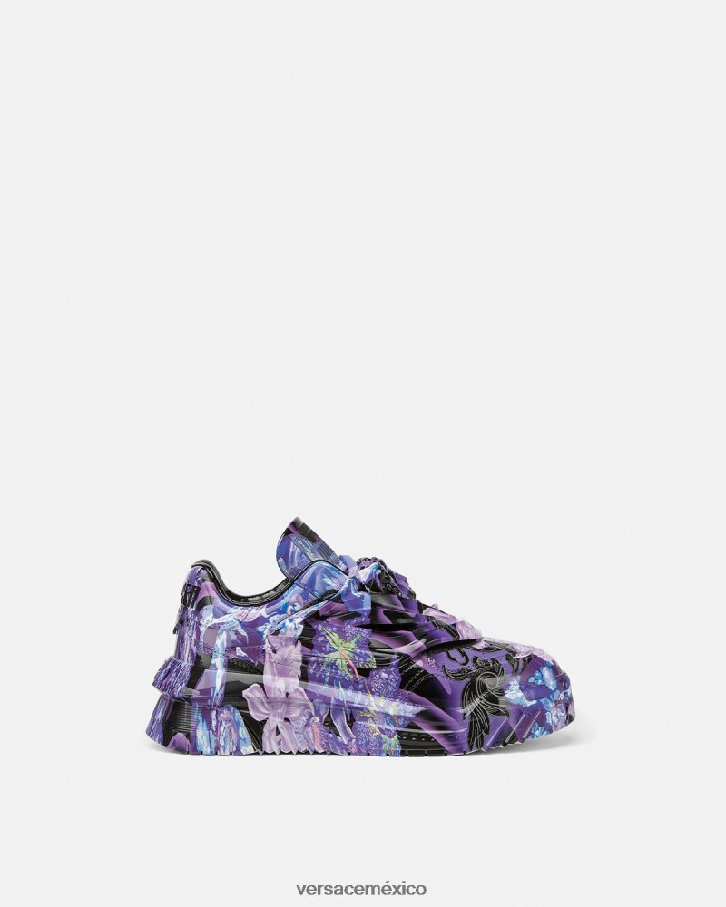Versace zapatillas odissea con diseño barroco y orquídeas violeta y estampado zapato mujer 84626J512
