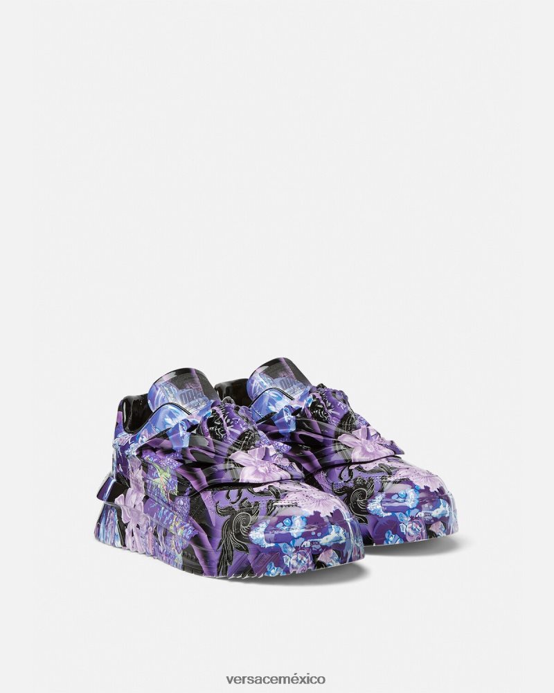 Versace zapatillas odissea con diseño barroco y orquídeas violeta y estampado zapato mujer 84626J512
