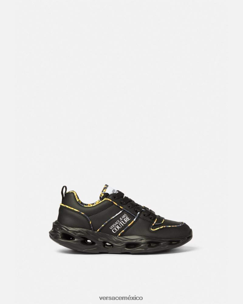 Versace zapatillas okinawa de alta costura con logo negro zapato mujer 84626J2303
