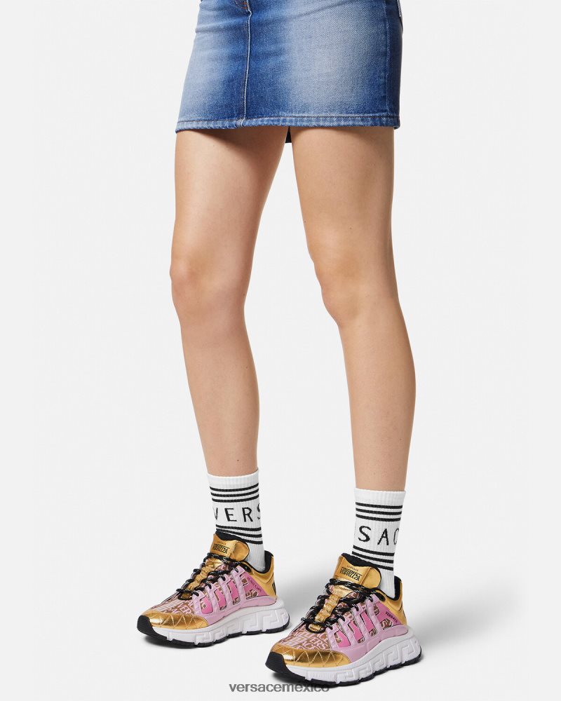 Versace zapatillas trigrecas rosa zapato mujer 84626J500