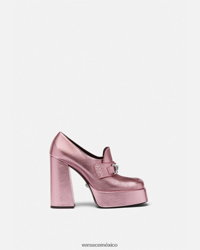 Versace zapatos de tacón con plataforma metálica Medusa '95 rosa zapato mujer 84626J484