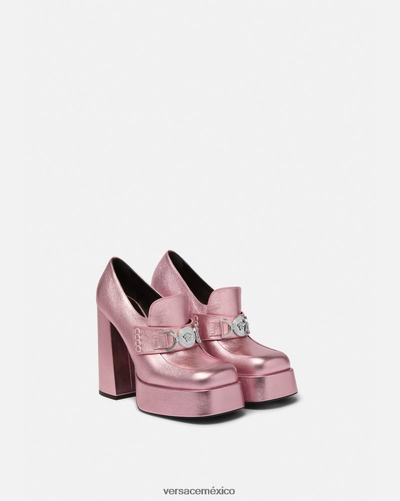 Versace zapatos de tacón con plataforma metálica Medusa '95 rosa zapato mujer 84626J484