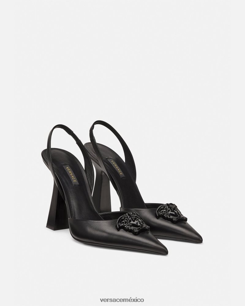 Versace zapatos de tacón con tira trasera la medusa negro zapato mujer 84626J489