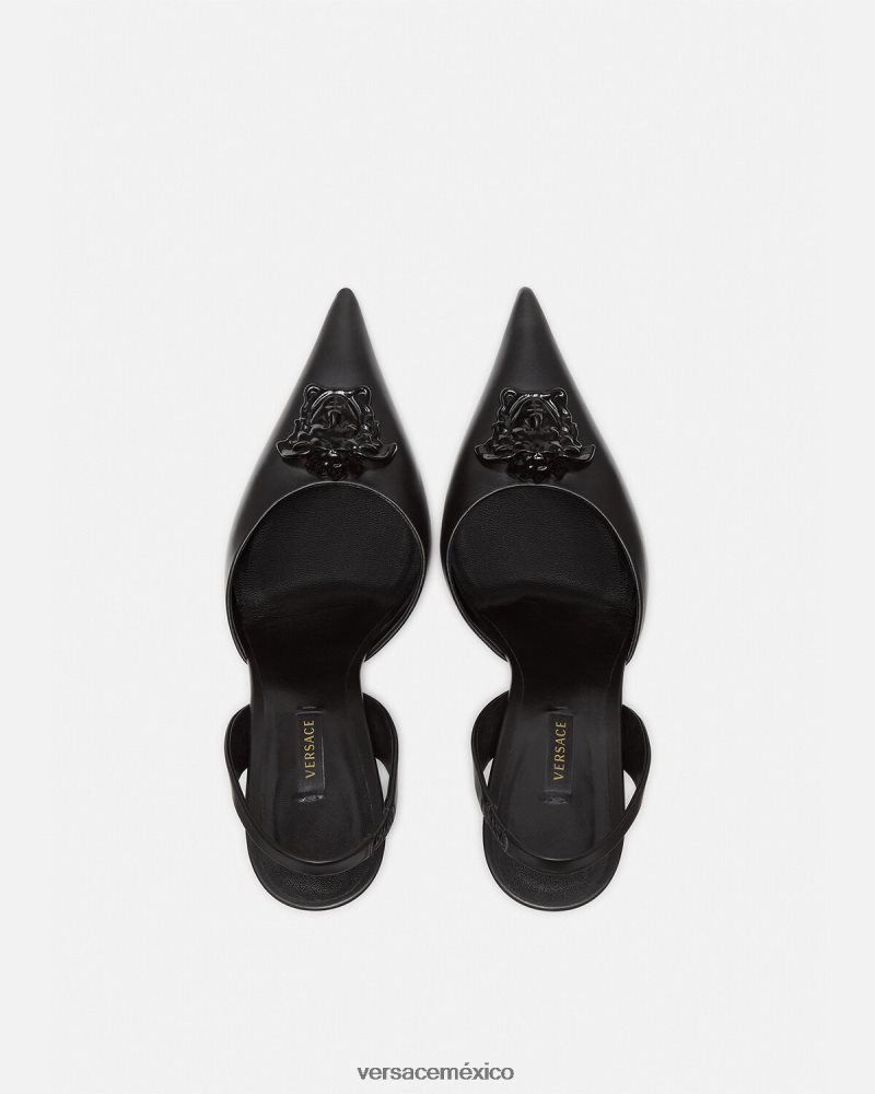 Versace zapatos de tacón con tira trasera la medusa negro zapato mujer 84626J489