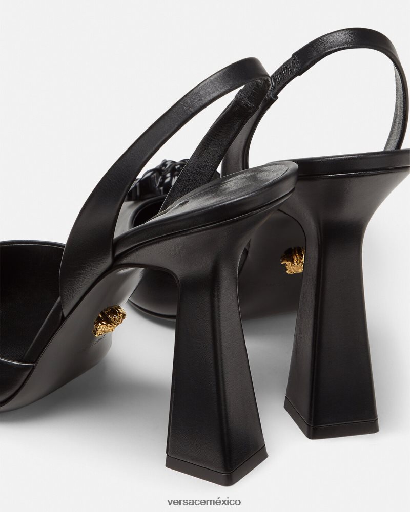 Versace zapatos de tacón con tira trasera la medusa negro zapato mujer 84626J489