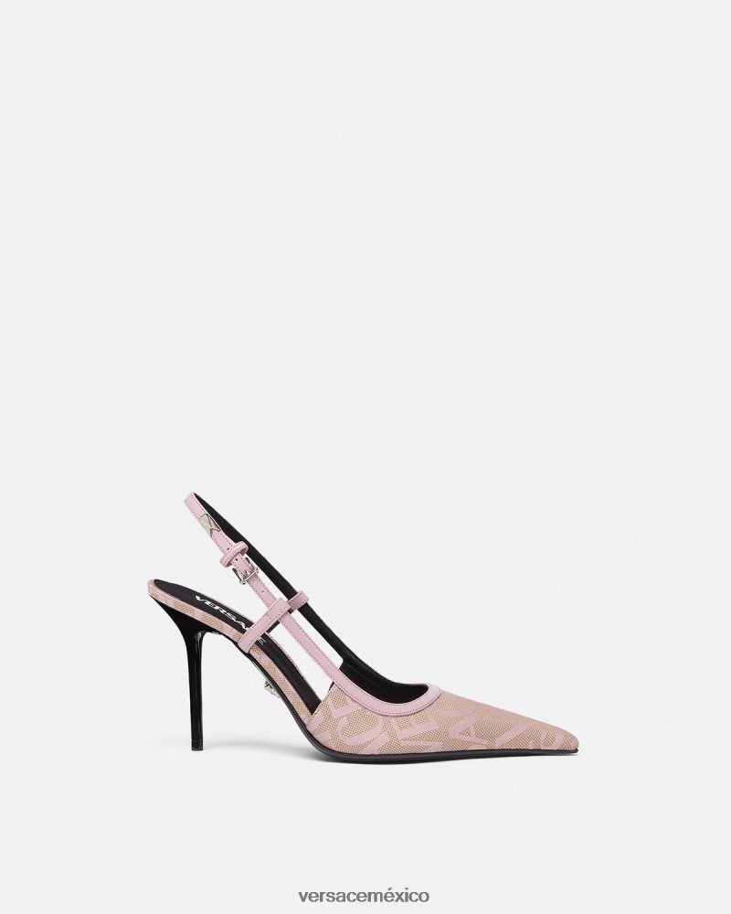 Versace zapatos de tacón con tira trasera rosa zapato mujer 84626J482