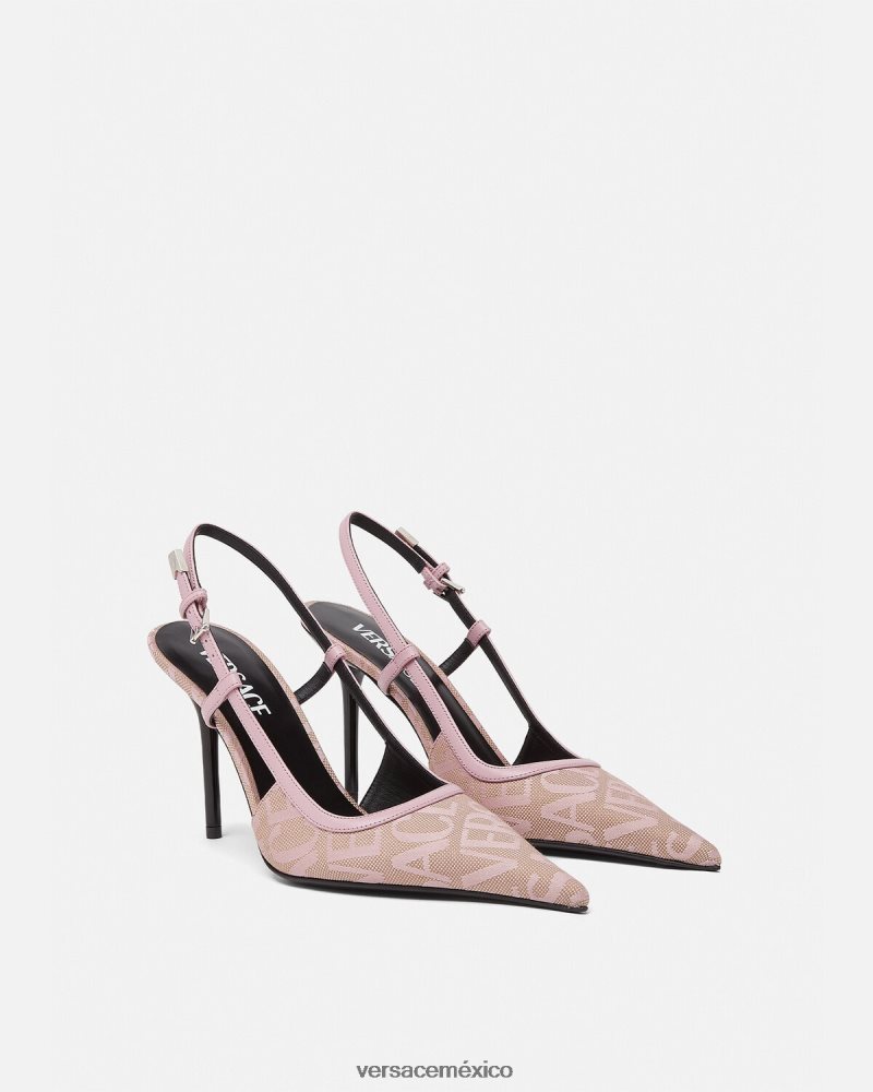 Versace zapatos de tacón con tira trasera rosa zapato mujer 84626J482
