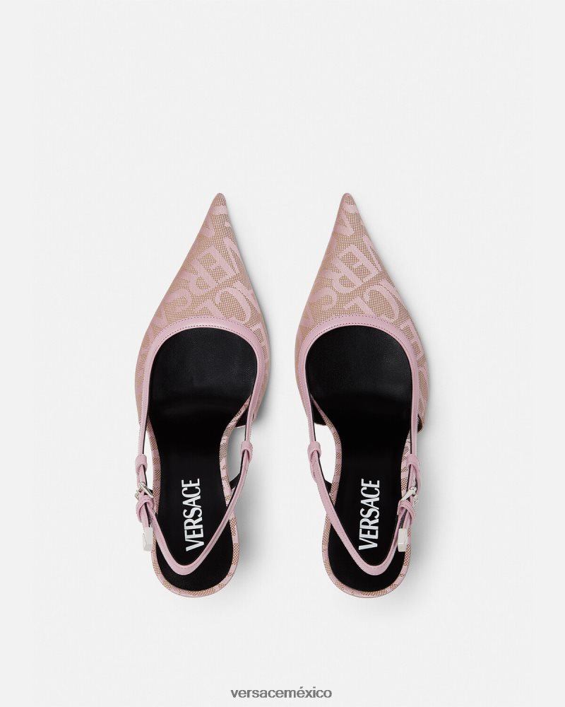 Versace zapatos de tacón con tira trasera rosa zapato mujer 84626J482