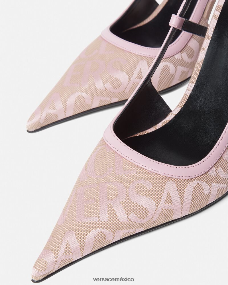 Versace zapatos de tacón con tira trasera rosa zapato mujer 84626J482