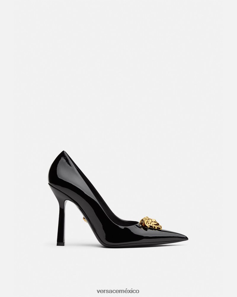 Versace zapatos de tacón la medusa de charol negro zapato mujer 84626J488