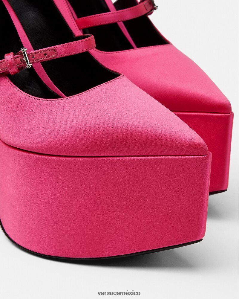 Versace zapatos de tacón tempest con plataforma de satén fucsia zapato mujer 84626J495