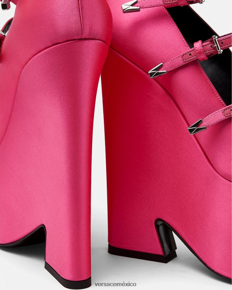 Versace zapatos de tacón tempest con plataforma de satén fucsia zapato mujer 84626J495