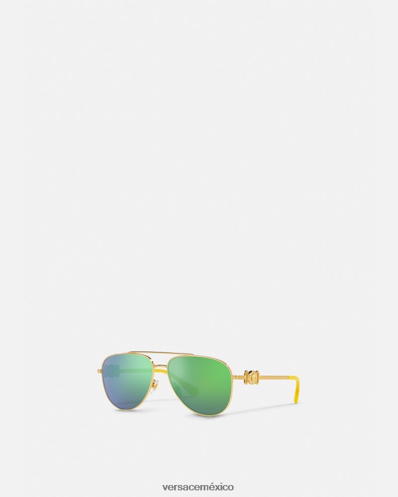 Versace gafas de sol de aviador medusa oro y verde accesorios niños 84626J2059