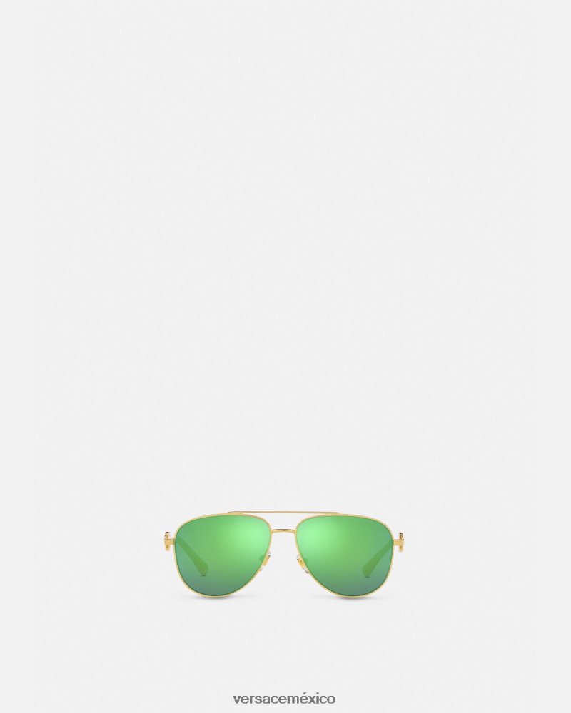 Versace gafas de sol de aviador medusa oro y verde accesorios niños 84626J2059