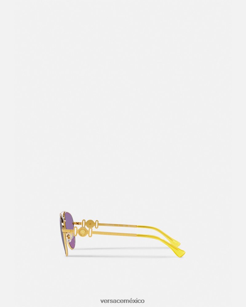 Versace gafas de sol de aviador medusa oro y verde accesorios niños 84626J2059
