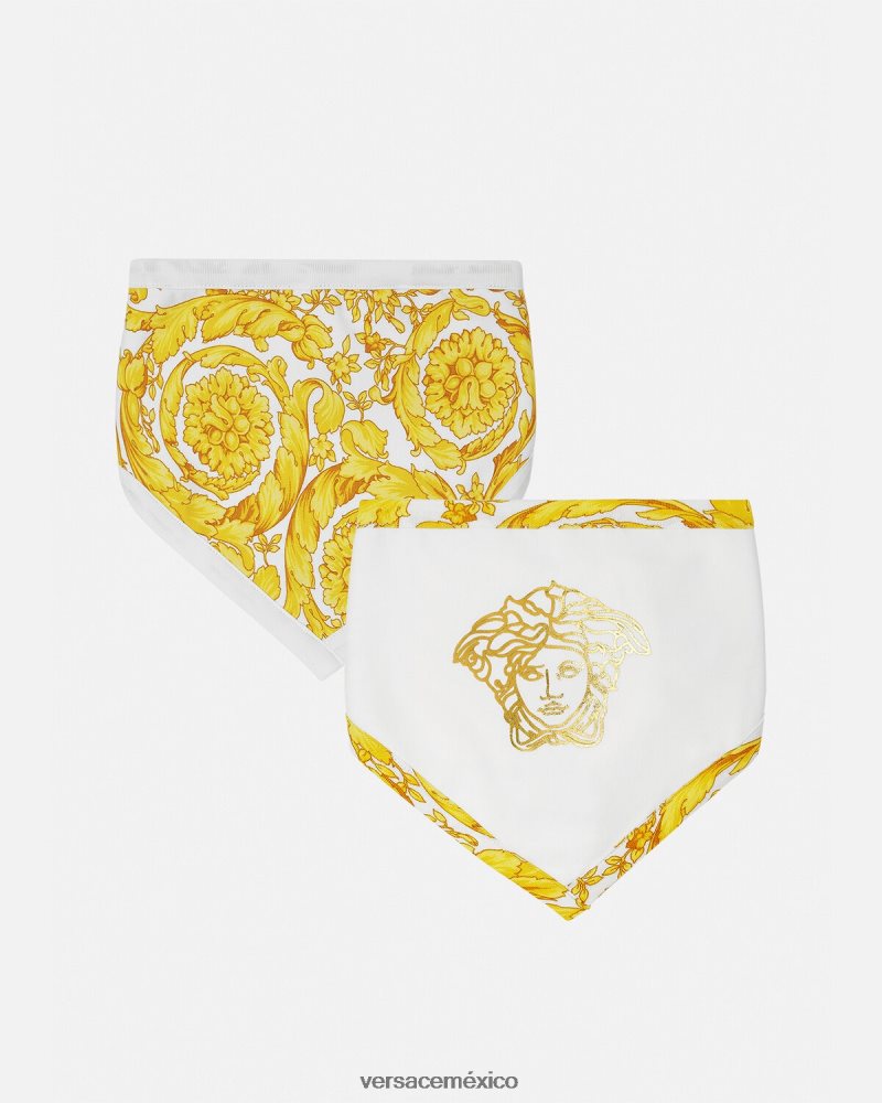 Versace babero barroco para bebé paquete de 2 Oro blanco accesorios niños 84626J1845