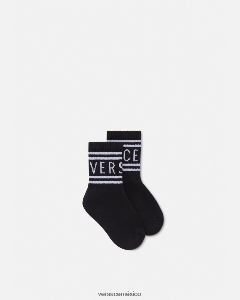Versace calcetines con logo negro accesorios niños 84626J1969