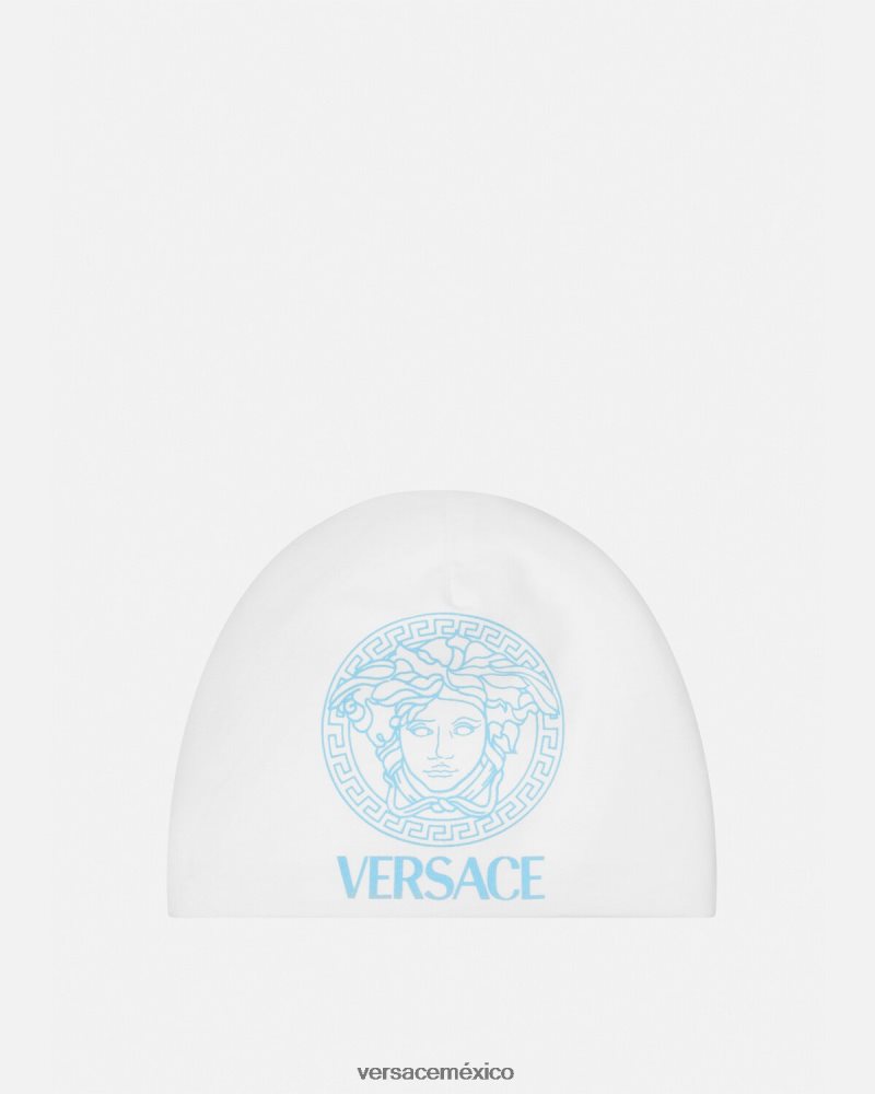 Versace gorro de bebé con medusa azul blanco accesorios niños 84626J1816