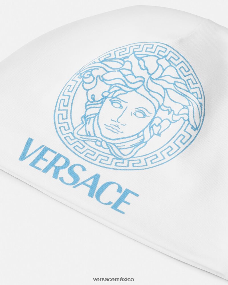 Versace gorro de bebé con medusa azul blanco accesorios niños 84626J1816