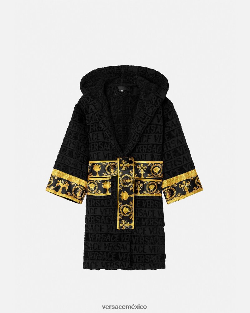 Versace bata de baño negro ropa niños 84626J2062
