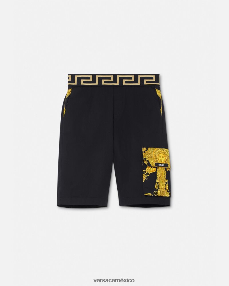 Versace maschera barroco greca pantalones cortos negro ropa niños 84626J2126