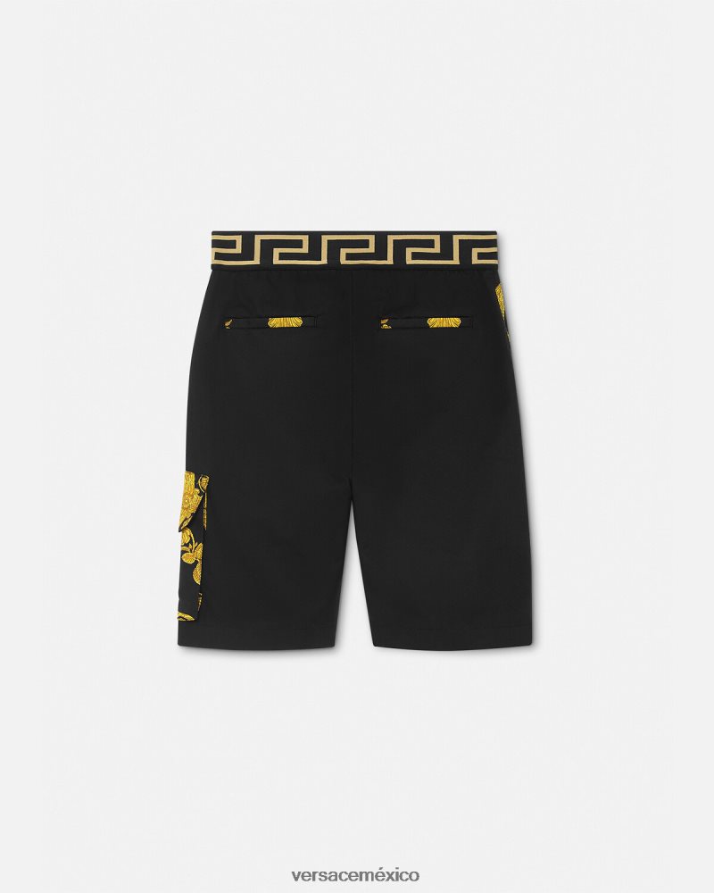 Versace maschera barroco greca pantalones cortos negro ropa niños 84626J2126