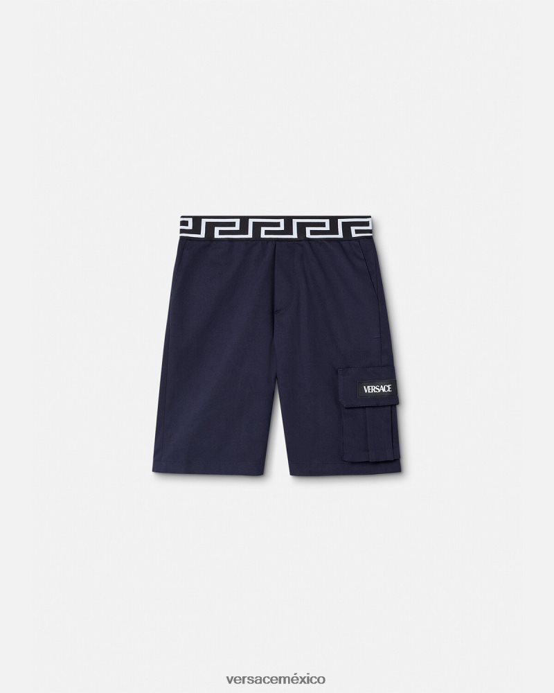 Versace pantalones cortos con grecas azul ropa niños 84626J2100