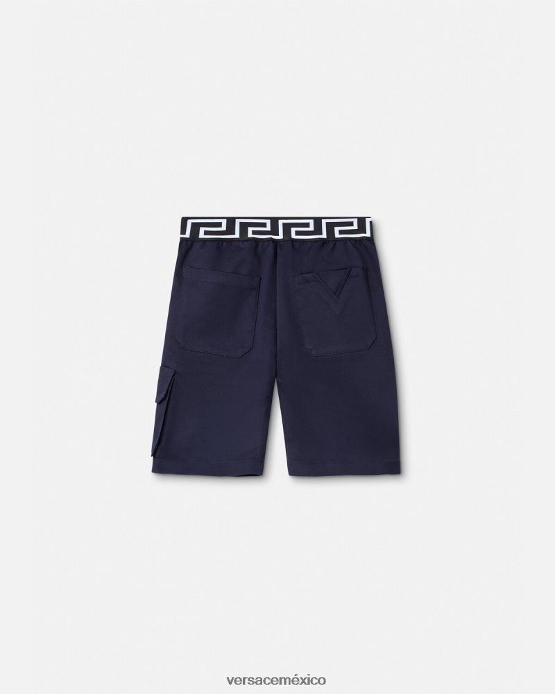Versace pantalones cortos con grecas azul ropa niños 84626J2100