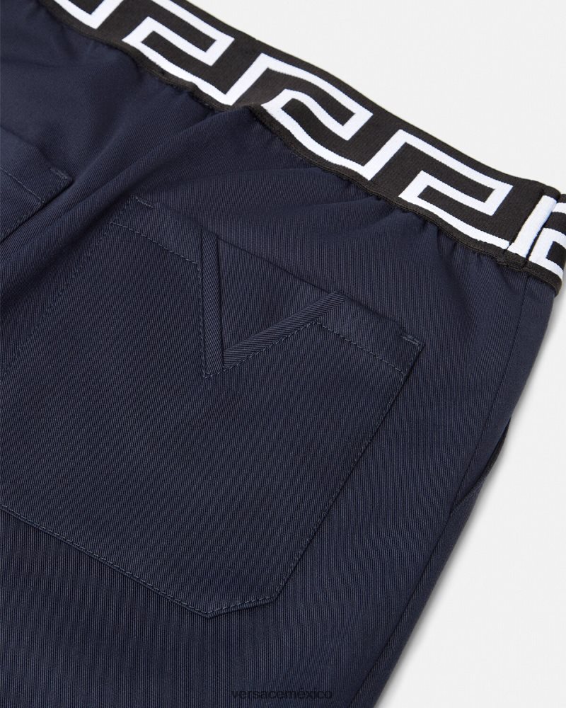 Versace pantalones cortos con grecas azul ropa niños 84626J2100