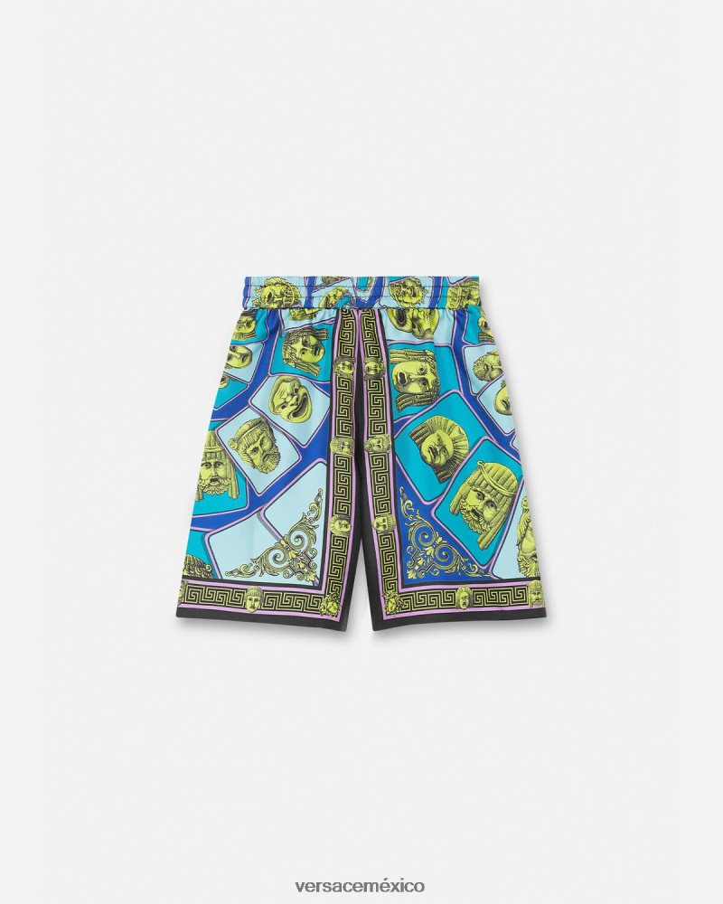 Versace pantalones cortos de seda le maschere imprimir ropa niños 84626J2122
