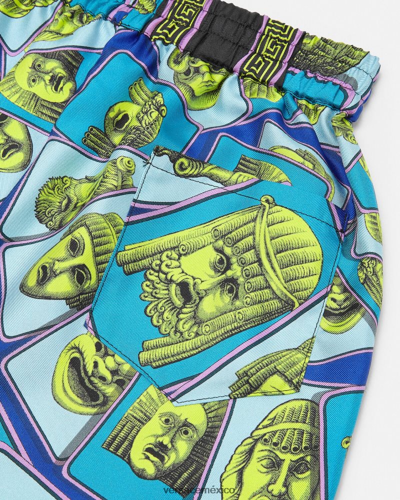 Versace pantalones cortos de seda le maschere imprimir ropa niños 84626J2122