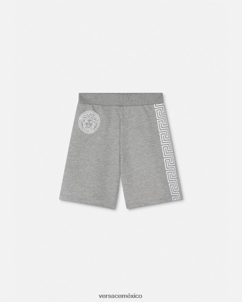 Versace pantalones cortos deportivos con greca gris ropa niños 84626J2081