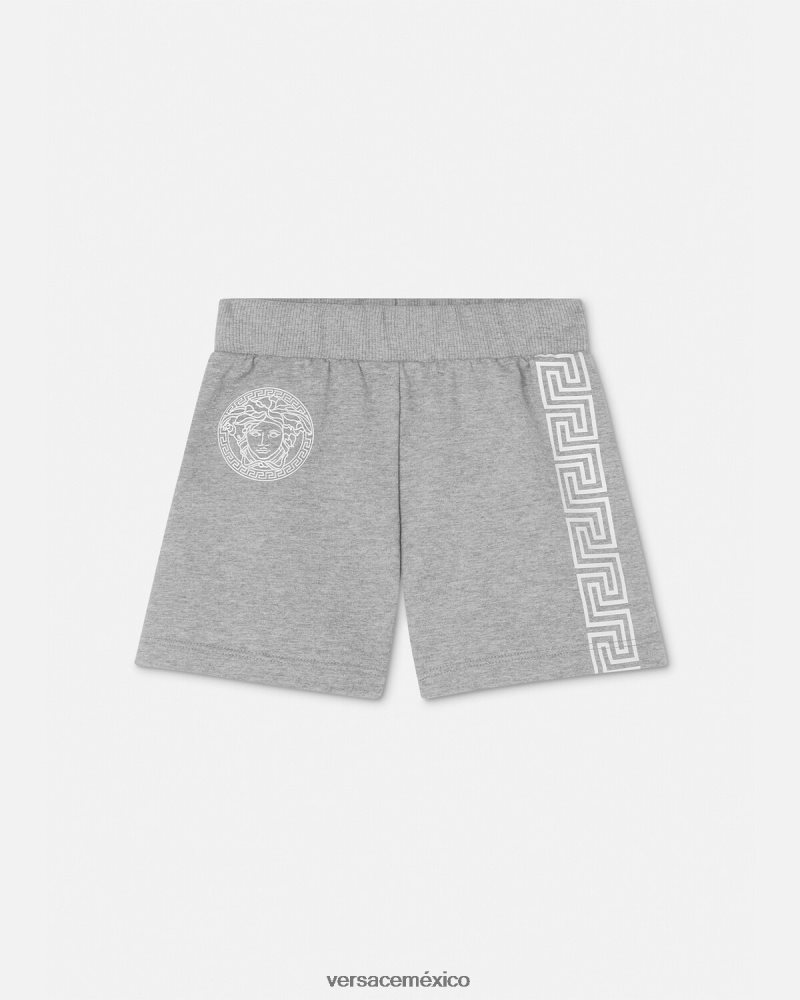 Versace pantalones cortos deportivos con greca para bebé gris ropa niños 84626J1881