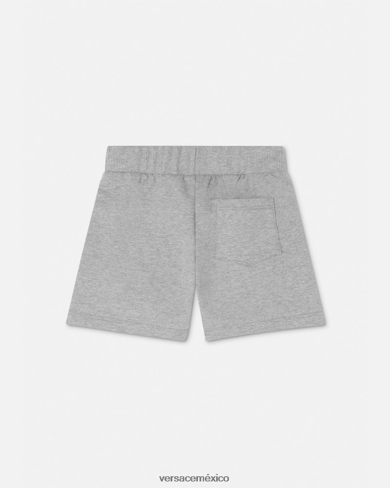 Versace pantalones cortos deportivos con greca para bebé gris ropa niños 84626J1881