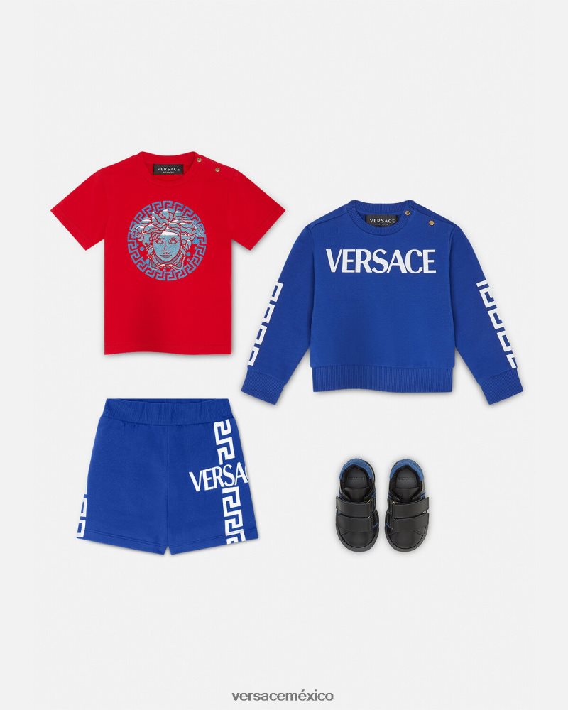 Versace shorts de bebé con logo de Greca azul ropa niños 84626J1889