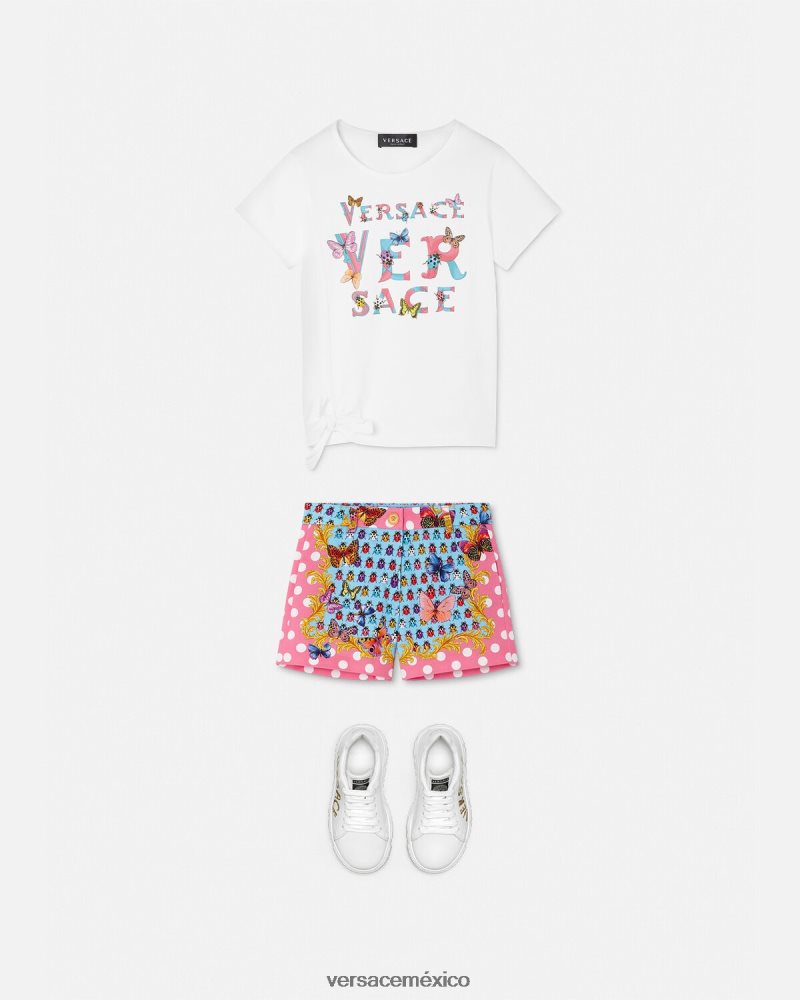 Versace shorts de mezclilla con mariposas imprimir ropa niños 84626J1943