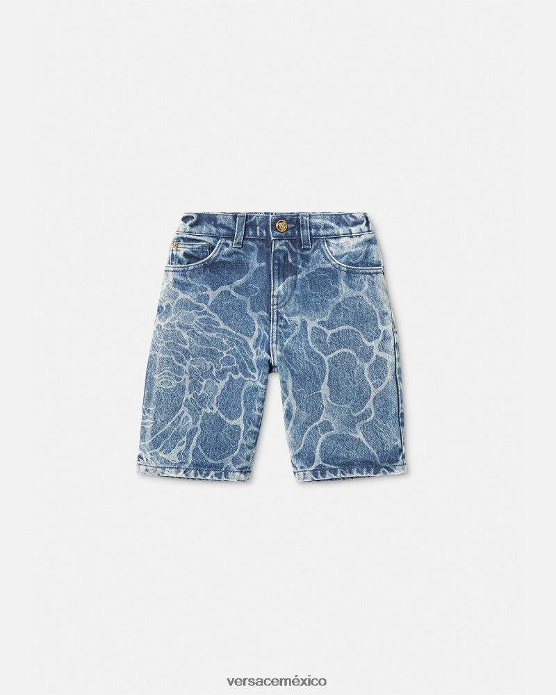 Versace shorts de mezclilla con medusa azul ropa niños 84626J2128