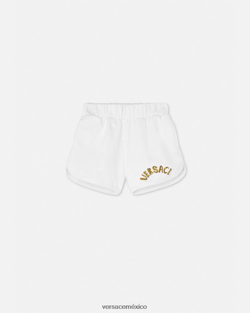 Versace shorts deportivos con logo Oro blanco ropa niños 84626J1934
