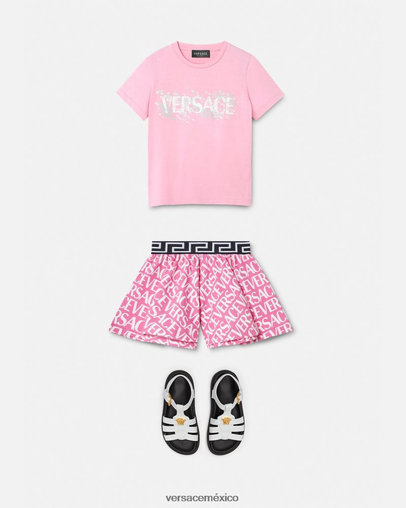 Versace shorts deportivos integrales rosa y estampado ropa niños 84626J1975