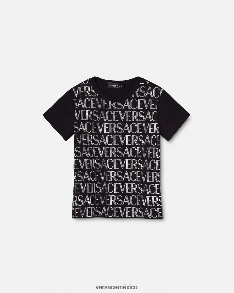 Versace camiseta con cristales negro ropa niños 84626J2024
