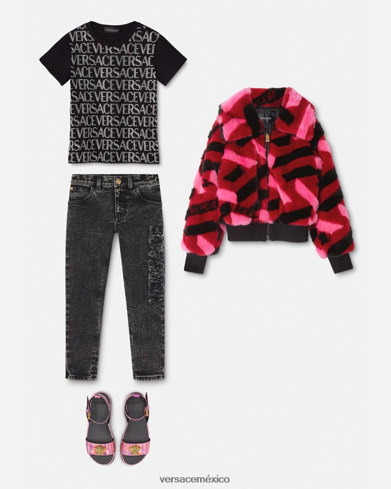 Versace camiseta con cristales negro ropa niños 84626J2024