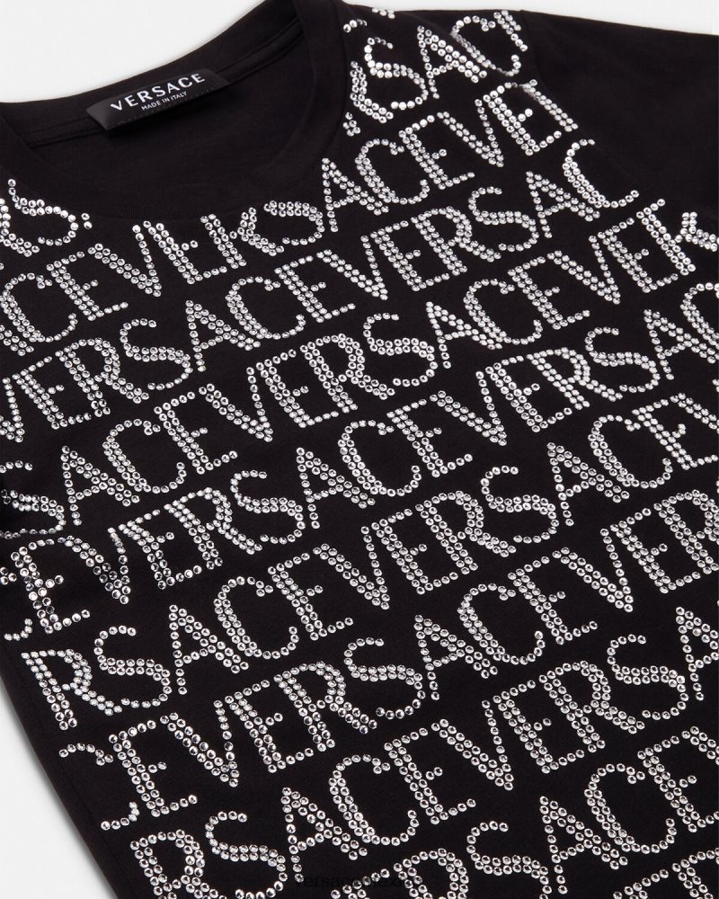 Versace camiseta con cristales negro ropa niños 84626J2024